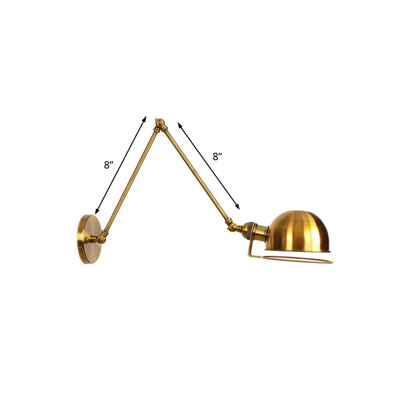 Vintage Style Swing Arm Wall Light with Brass/Copper Finish and Bowl Shade - 1-Light, Wall Mount Design