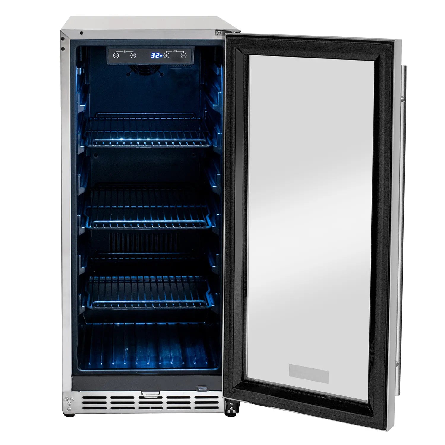 Kegco 15" Wide Outdoor Built-In Commercial Beverage Center Refrigerator- Glass Door