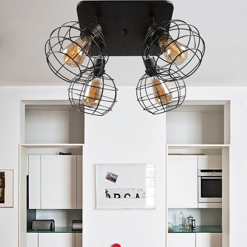 Embrace Industrial Charm and Ample Illumination: The Global Cage Semi-Flush Ceiling Light
