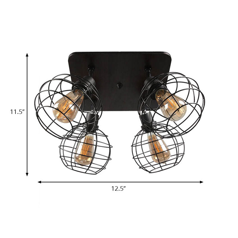 Embrace Industrial Charm and Ample Illumination: The Global Cage Semi-Flush Ceiling Light