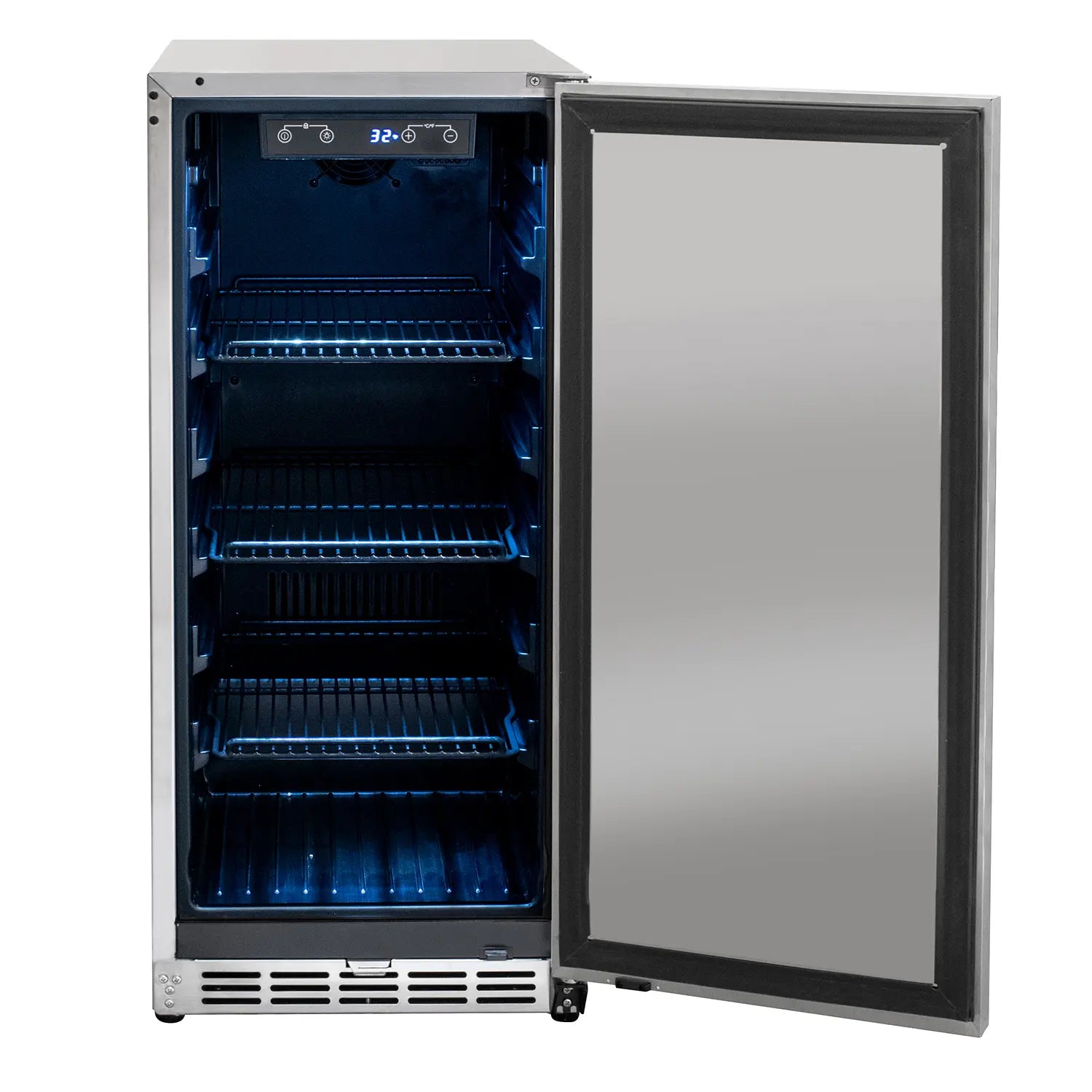Kegco 15" Wide Outdoor Built-In Commercial Beverage Center Refrigerator- Solid Door