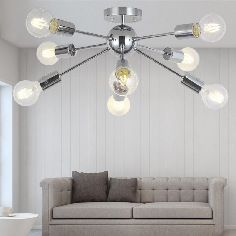Lily's Modern 8-Head Metal Linear Semi Flush Mount Ceiling Lamp - Perfect for Restaurants