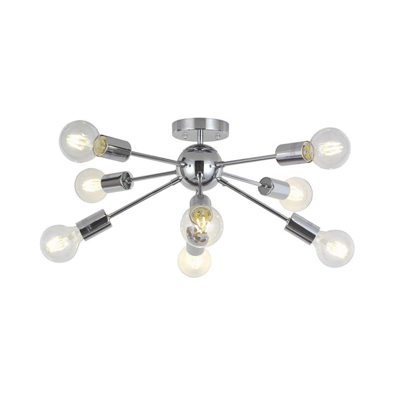 Lily's Modern 8-Head Metal Linear Semi Flush Mount Ceiling Lamp - Perfect for Restaurants