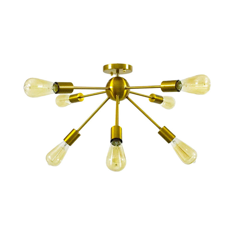 Lily's Modern 8-Head Metal Linear Semi Flush Mount Ceiling Lamp - Perfect for Restaurants