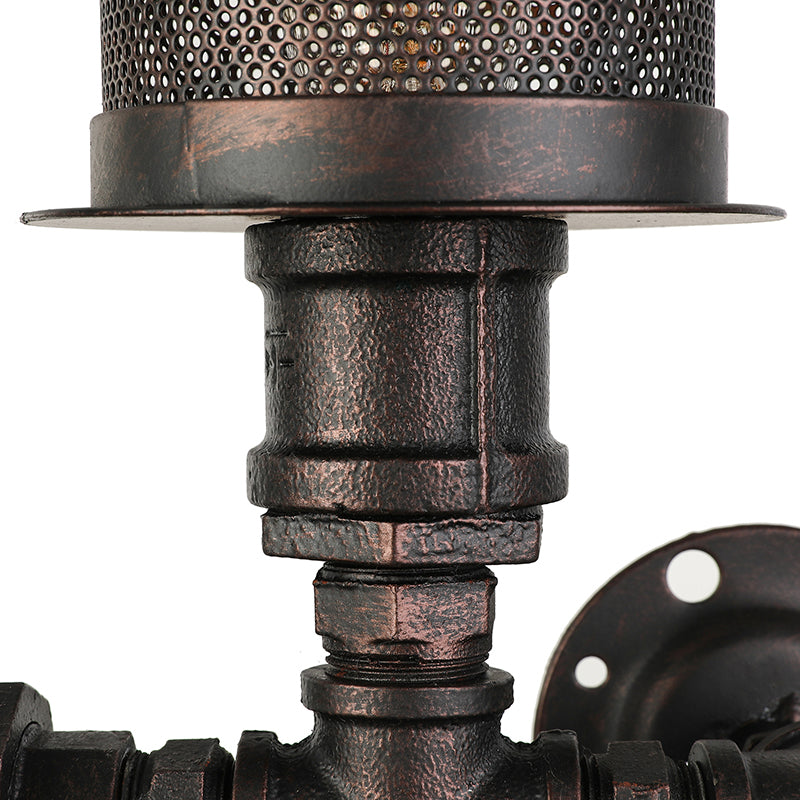 Infuse Industrial Charm with Dual-Bulb Functionality: The Black Metal Sconce Light with Mesh Shade