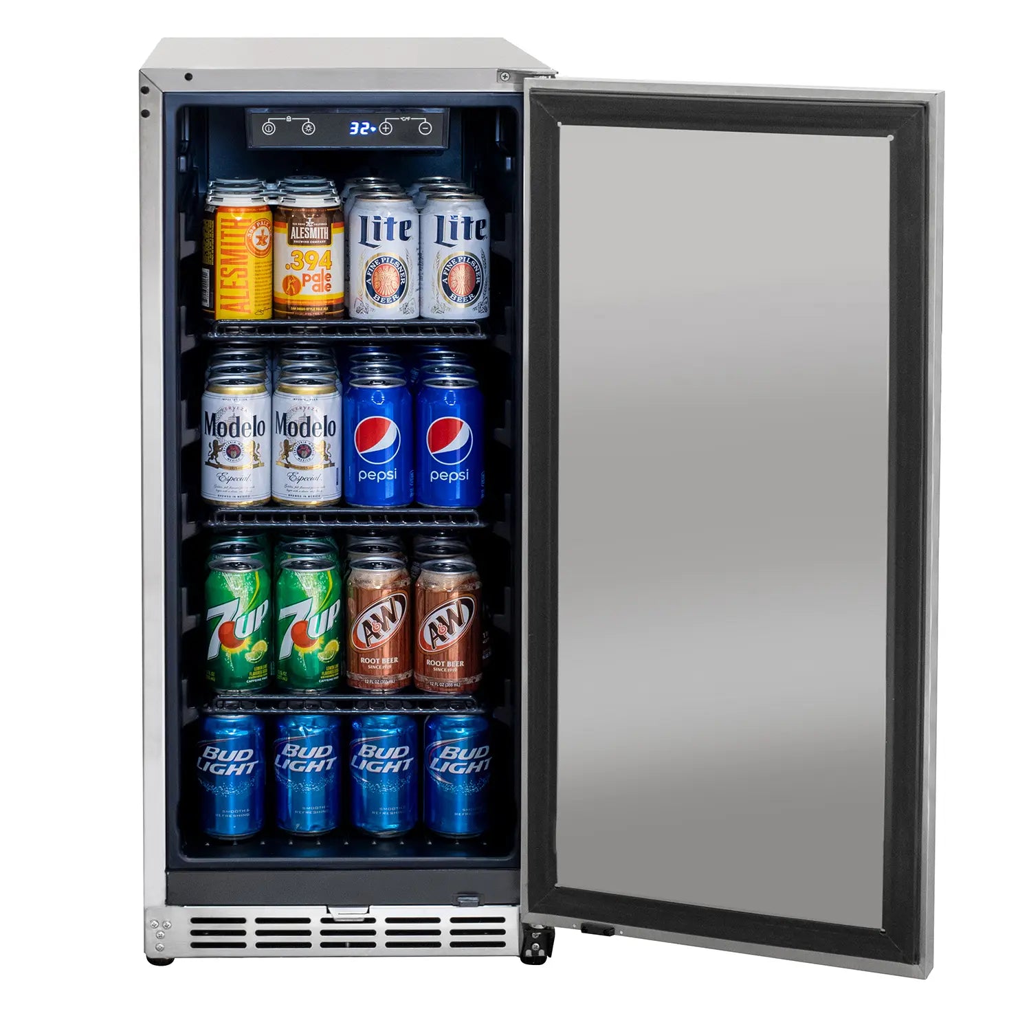 Kegco 15" Wide Outdoor Built-In Commercial Beverage Center Refrigerator- Solid Door