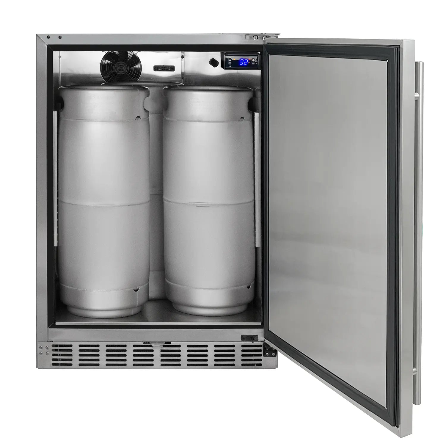 Kegco 24" Wide Triple Tap All Stainless Steel Built-In Right Hinge Kegerator with Kit-Outdoor