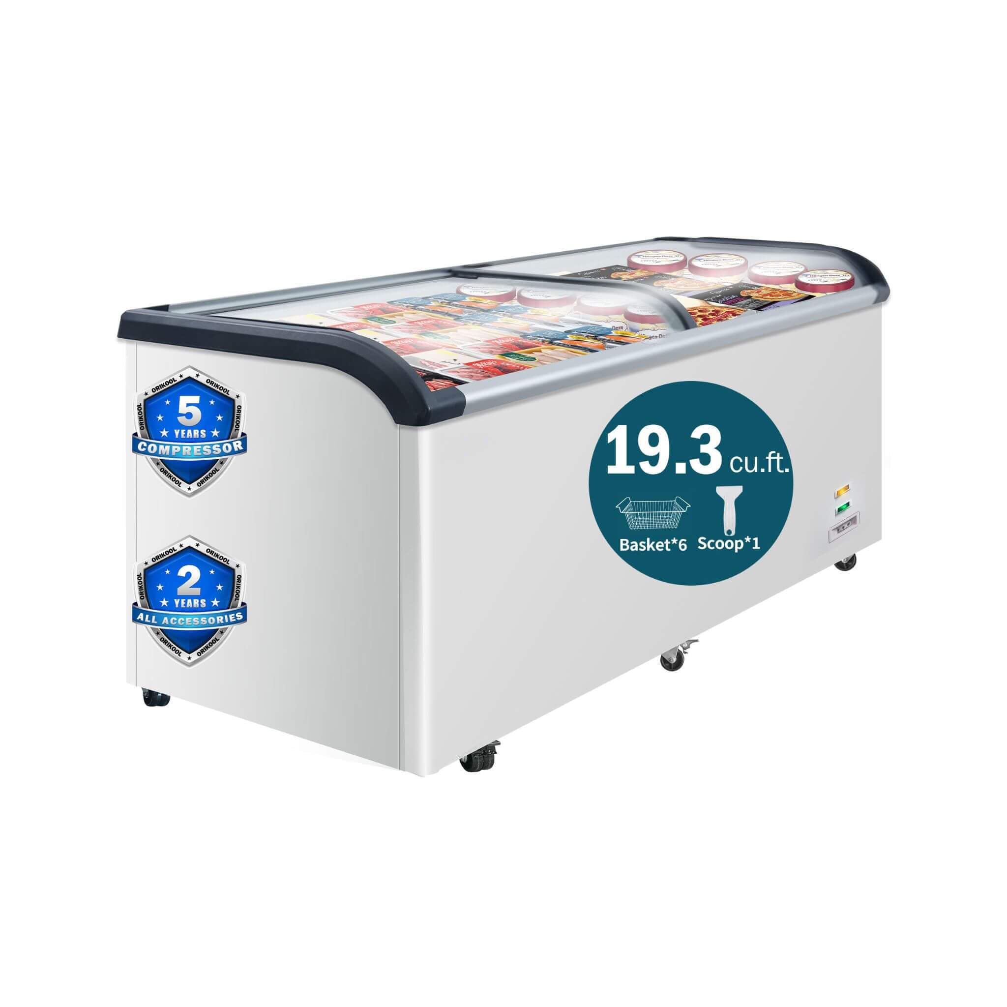 19.3 Cu.Ft Curved-Glass Commercial Display Ice Cream Freezer (SAK81726)