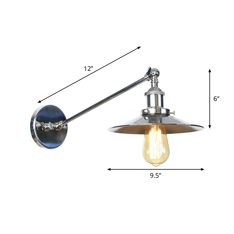 Camille Adjustable Chrome Swing Arm Wall Lamp (Saucer/Horn Shape)
