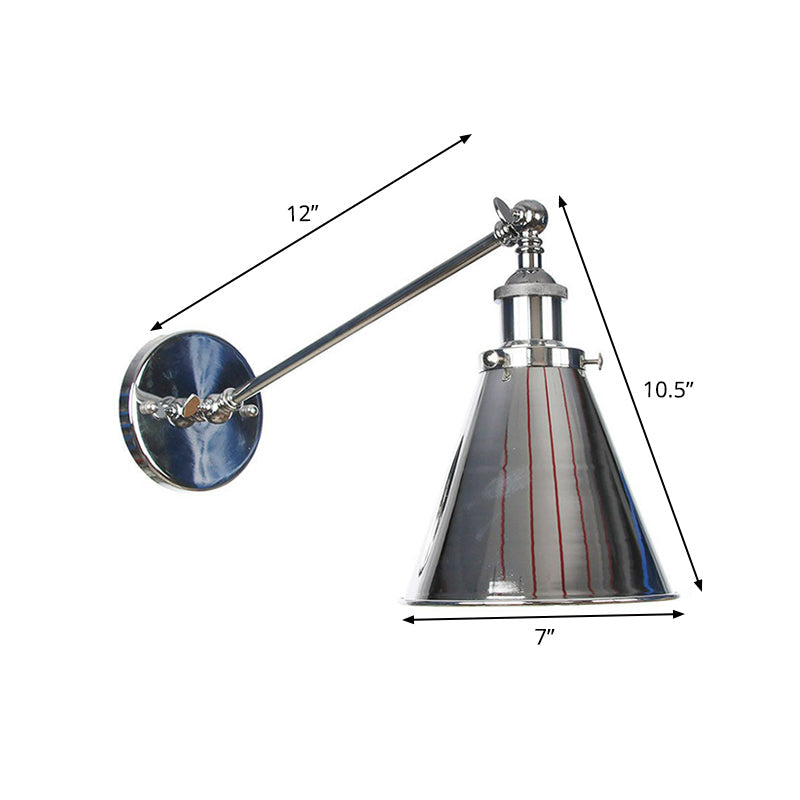 Camille Adjustable Chrome Swing Arm Wall Lamp (Saucer/Horn Shape)