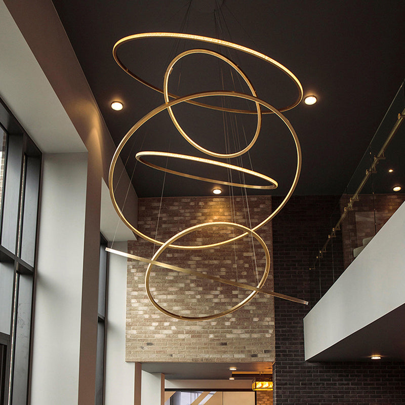 Amira Modern LED Chandelier: 3 or 5 Tiers of Golden Elegance