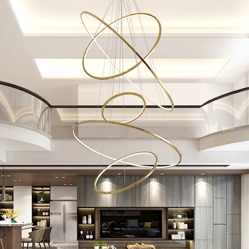 Amira Modern LED Chandelier: 3 or 5 Tiers of Golden Elegance