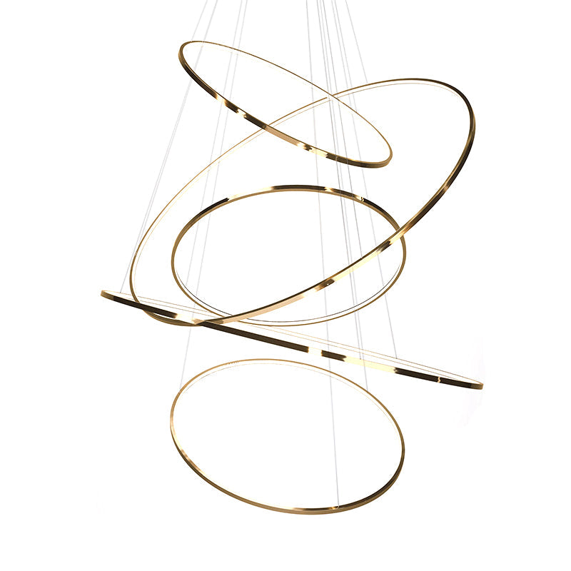 Amira Modern LED Chandelier: 3 or 5 Tiers of Golden Elegance