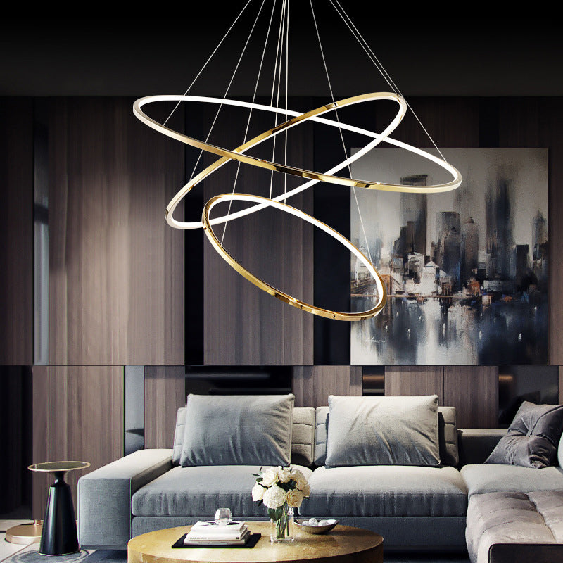 Amira Modern LED Chandelier: 3 or 5 Tiers of Golden Elegance