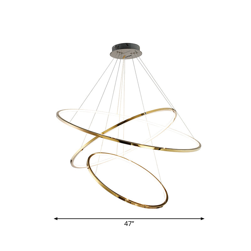 Amira Modern LED Chandelier: 3 or 5 Tiers of Golden Elegance