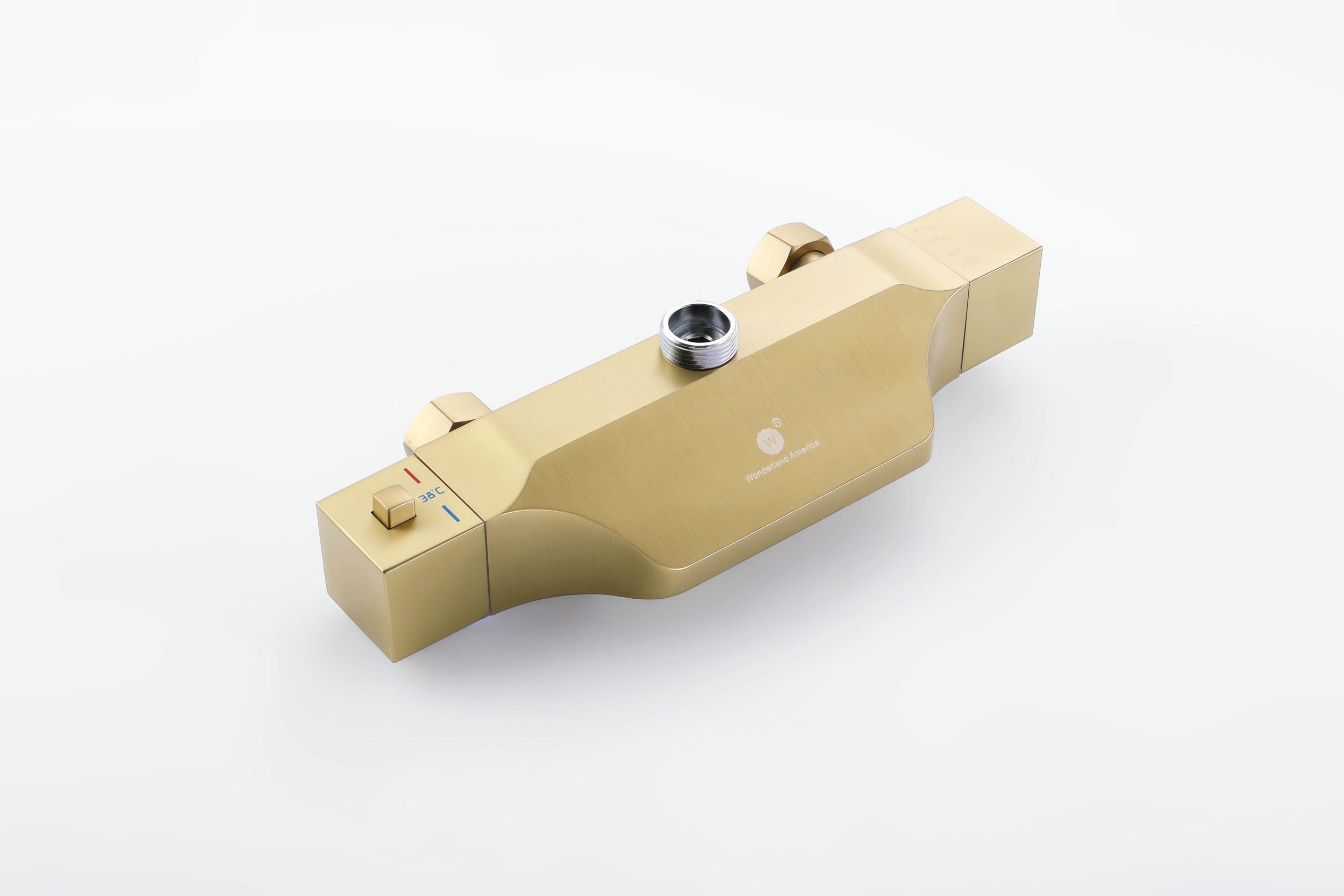 Luxurious Brushed Gold Or Matte black Wall-Mounted Thermostatic Rain Exposed Shower Set with Tub Spout