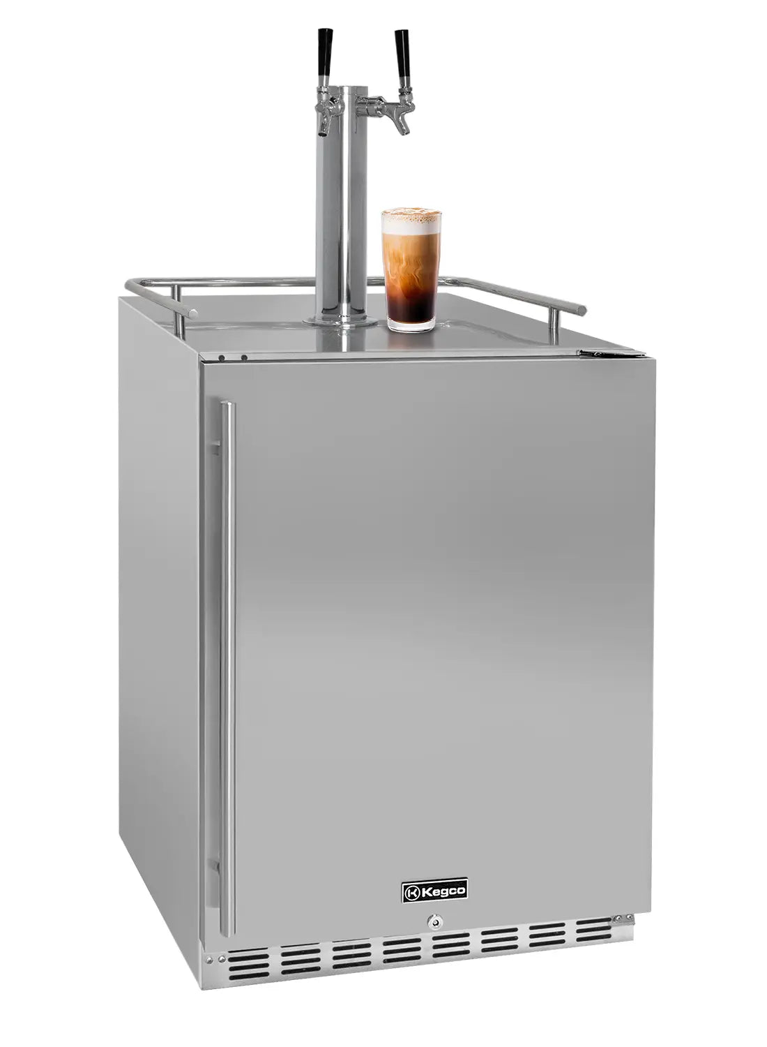 Kegco 24" Wide Outdoor Cold Brew Coffee Dual Tap All Stainless Steel Built-In Right Hinge Kegerator-Outdoor