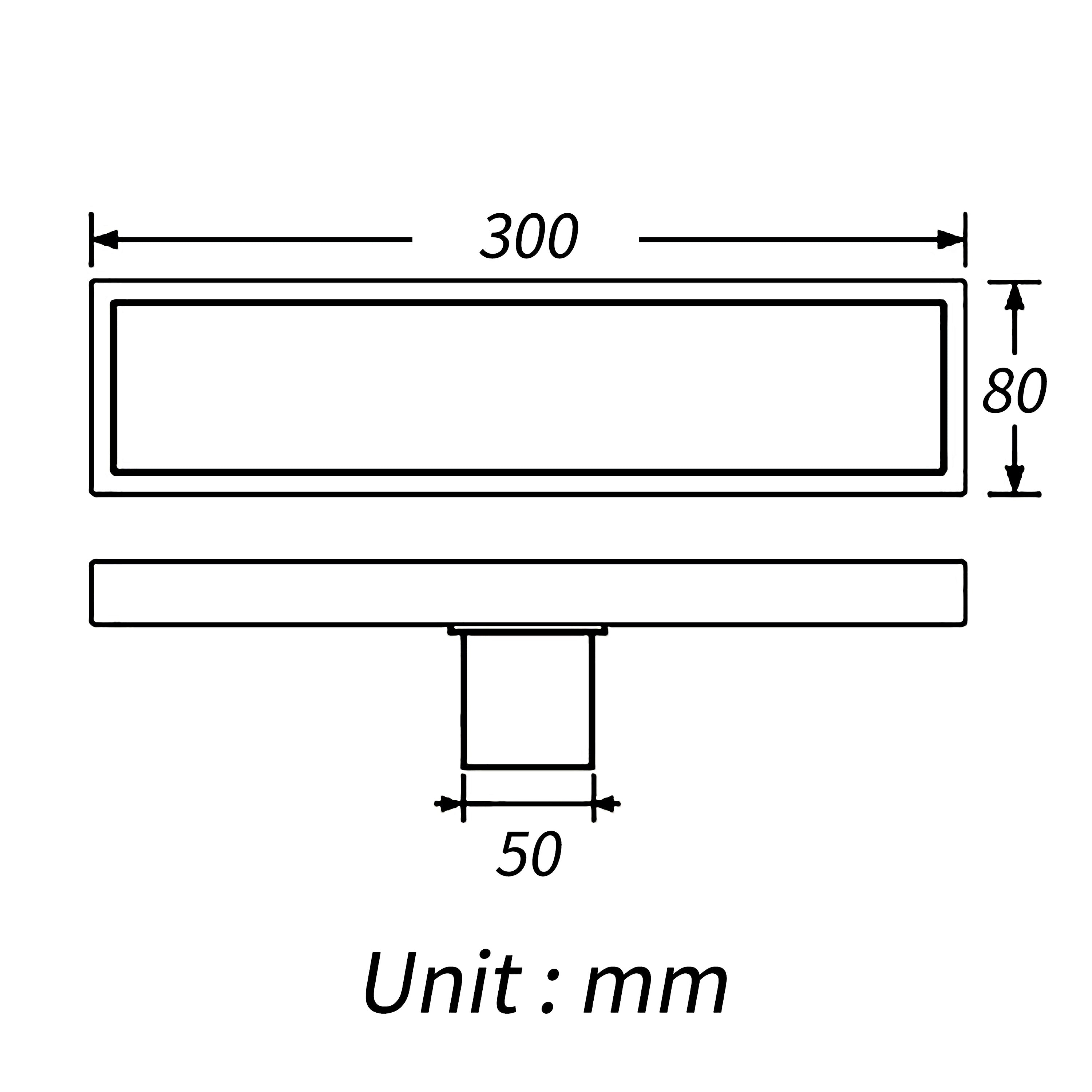 Chrome brass floor drain 11.8inch x 4.3 inch
