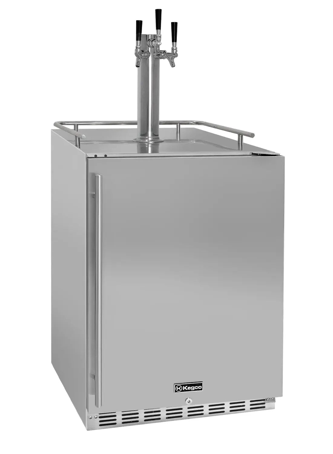 Kegco 24" Wide Triple Tap All Stainless Steel Built-In Right Hinge Kegerator with Kit-Outdoor