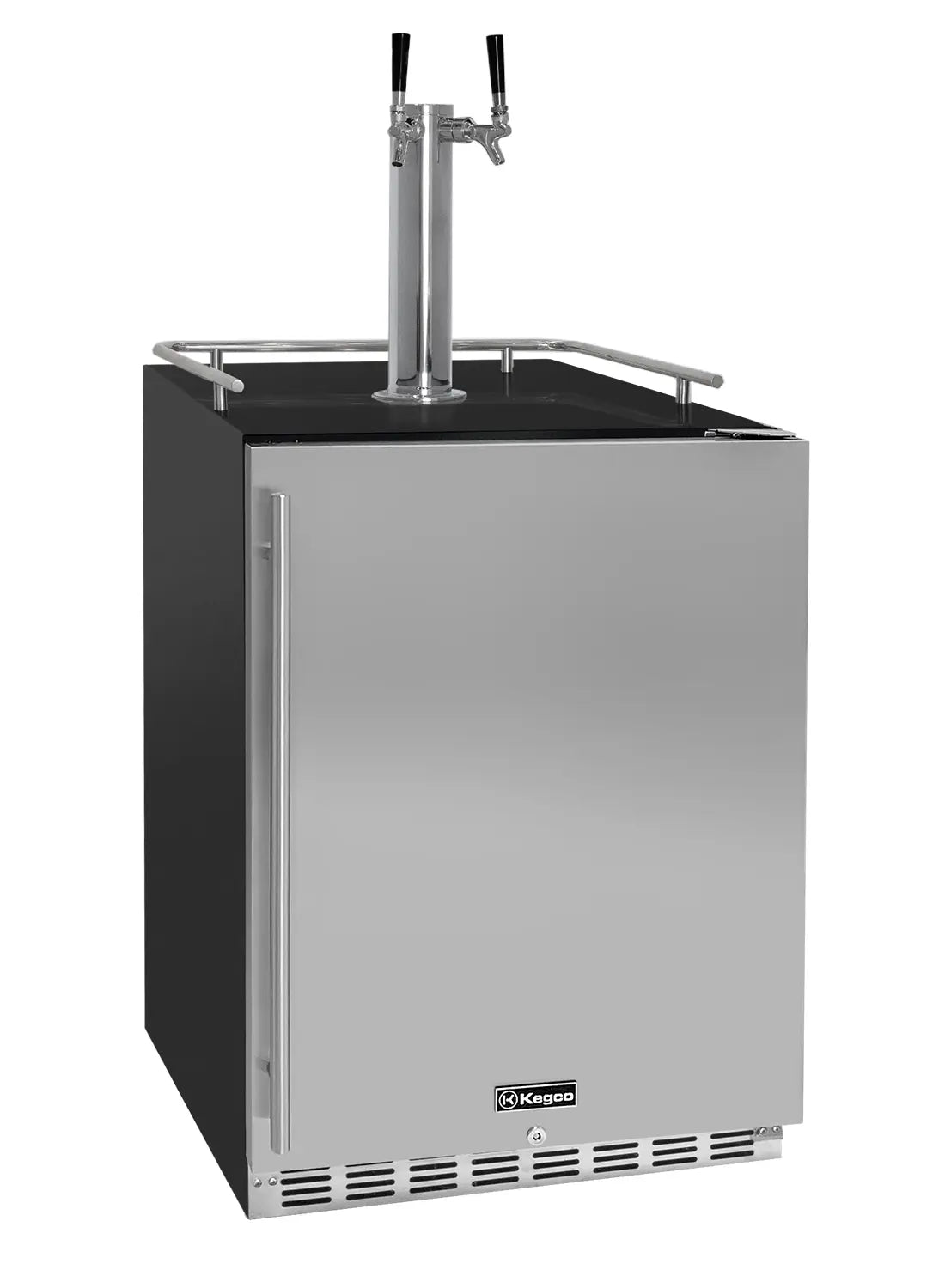 Kegco 24" Wide Dual Tap Stainless Steel Built-In Right Hinge Kegerator with Kit- Indoor