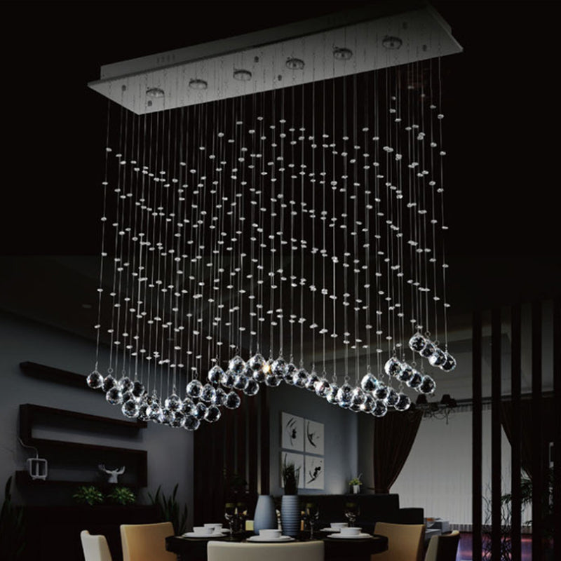Alexa Modern Wave Flush Mount Ceiling Light with Crystals