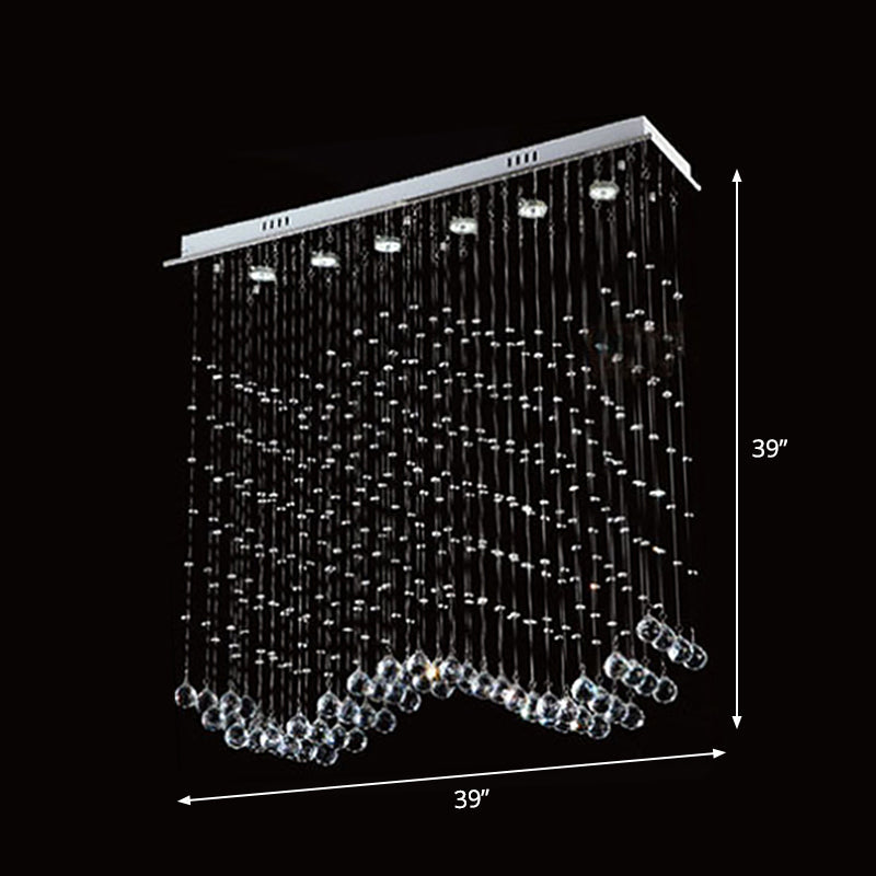 Alexa Modern Wave Flush Mount Ceiling Light with Crystals