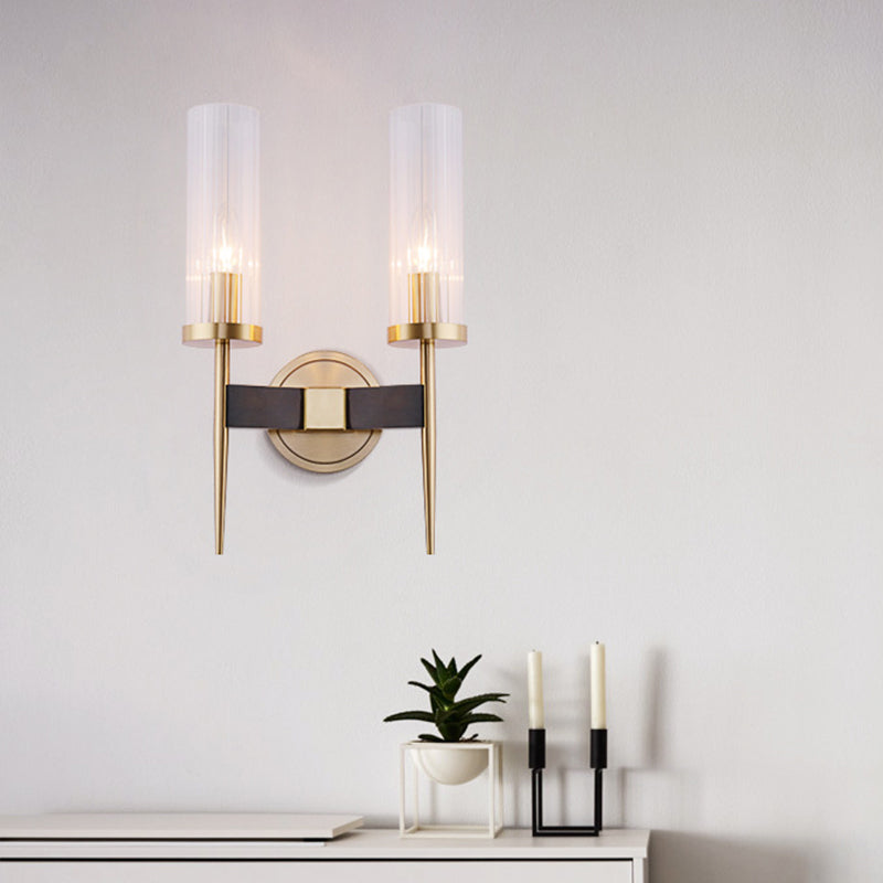 Angelina Elegance Meets Warm Illumination: The Gold Fluted Glass Wall Light