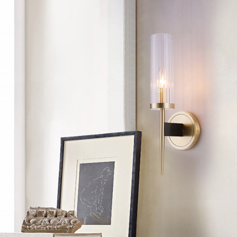 Angelina Elegance Meets Warm Illumination: The Gold Fluted Glass Wall Light