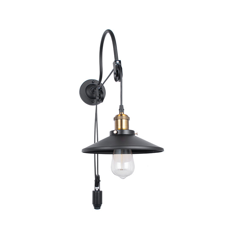 Anastasia: Black Metal Sconce Light with Pulley