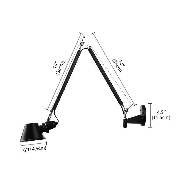 Retro Swing Arm Wall Lamp with Metallic Finish and Tapered Design - Ideal for Study Room Lighting