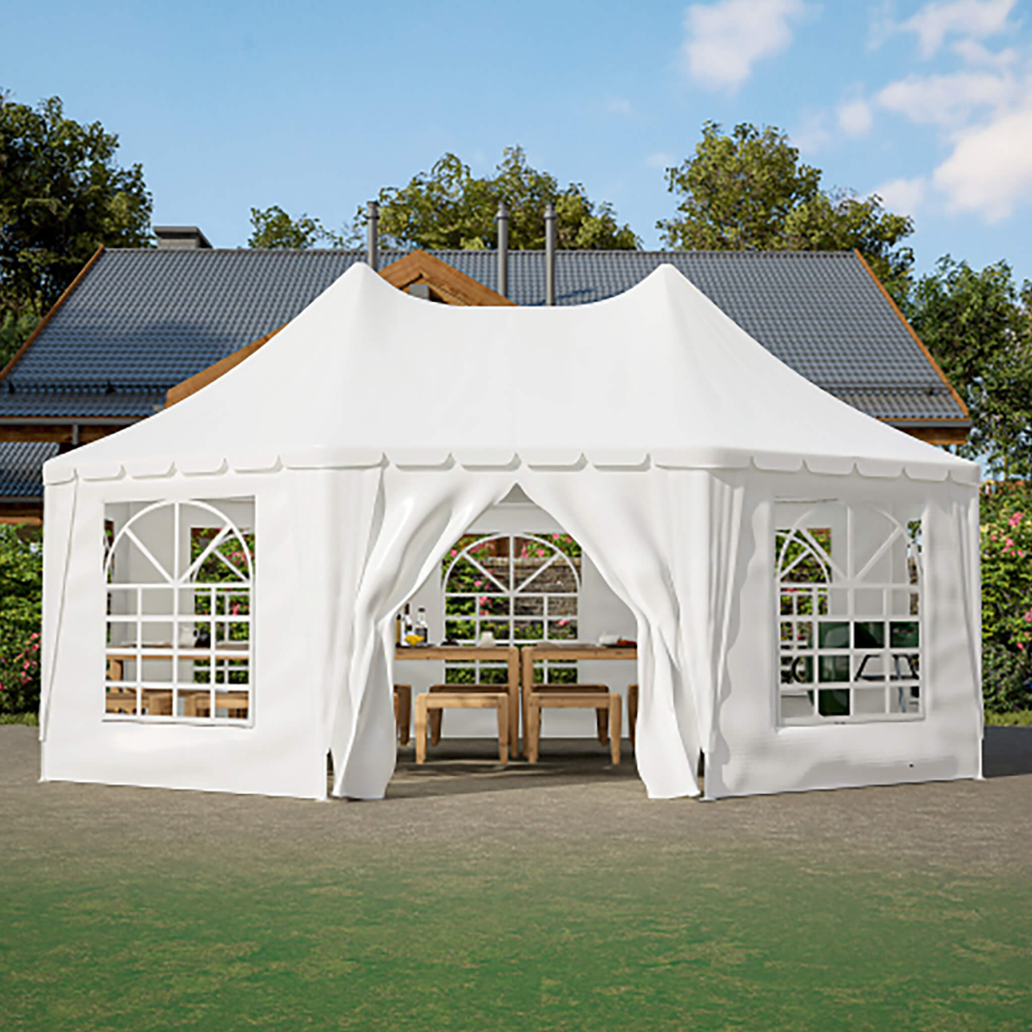 [20X15FT] Alora Extra Large Heavy-Duty Outdoor Waterproof Party, Wedding Tent With Steel Frame (SAK07645)