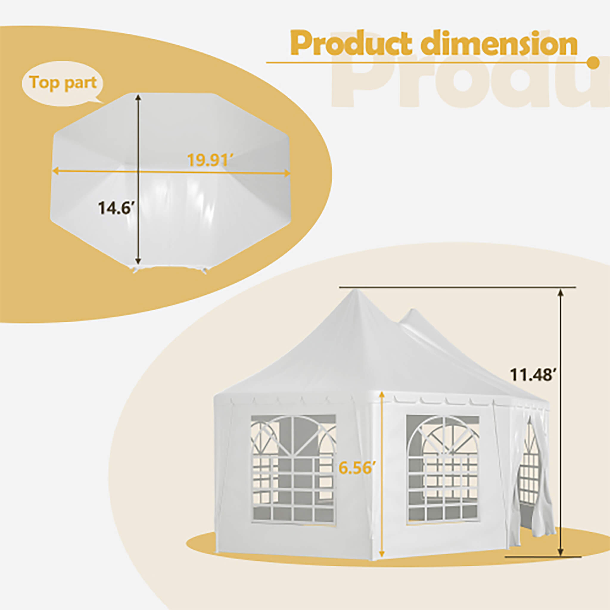 [20X15FT] Alora Extra Large Heavy-Duty Outdoor Waterproof Party, Wedding Tent With Steel Frame (SAK07645)