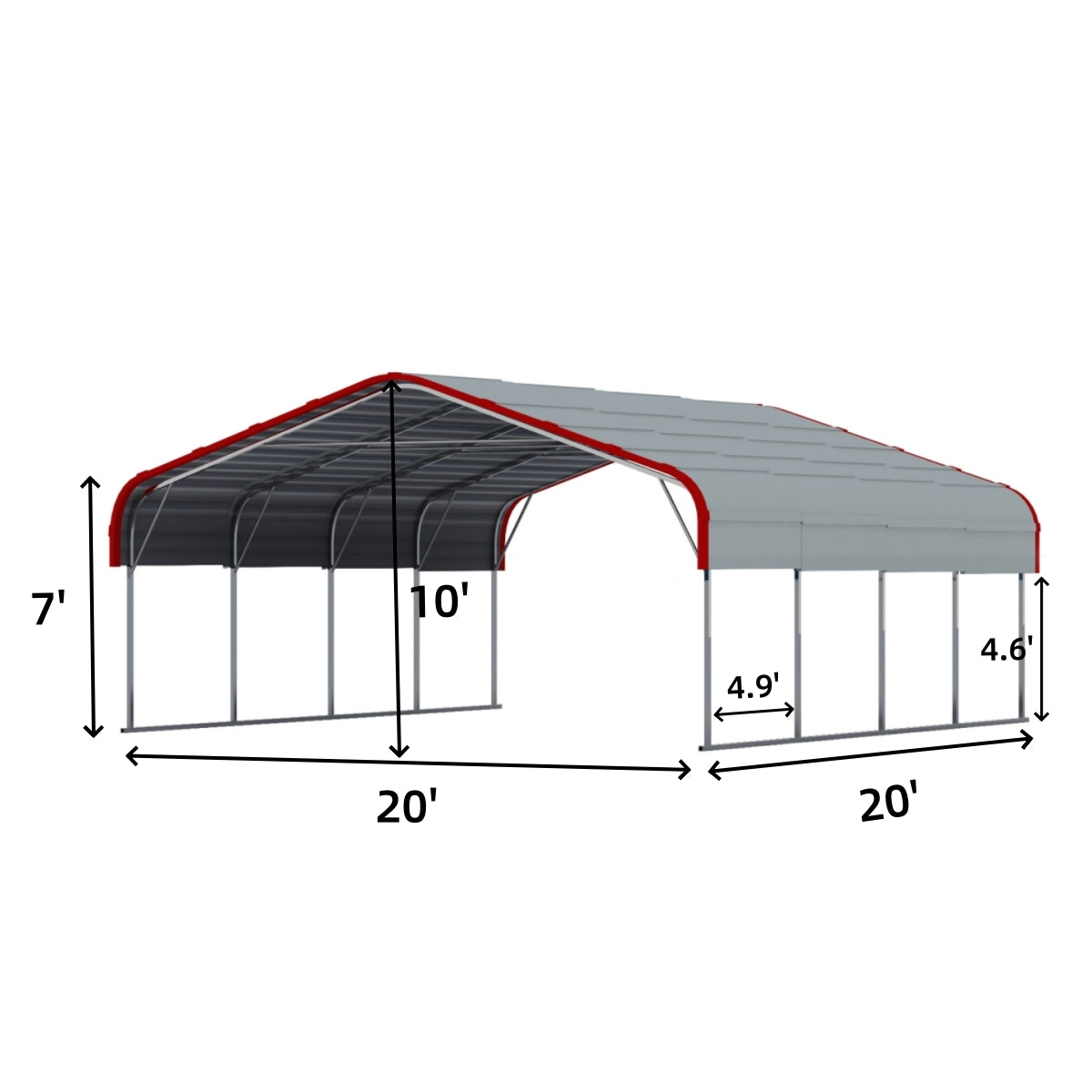 20x20 ft Outdoor Metal Carport