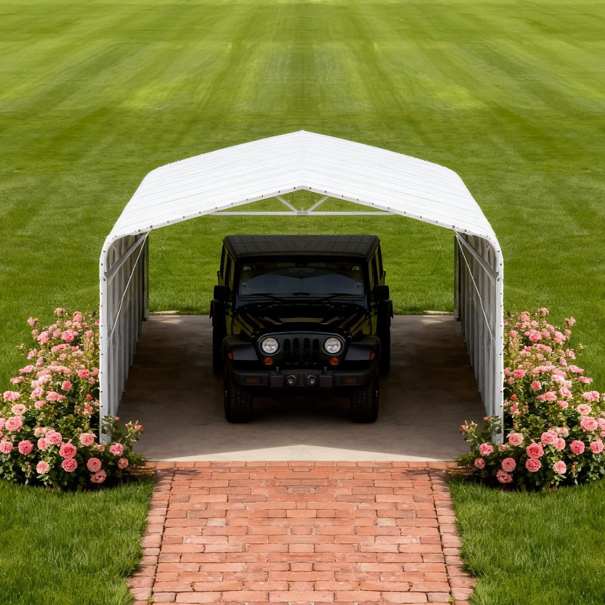 [20X30FT] Heavy-Duty Outdoor Galvanized Steel Carport (SAK21596)