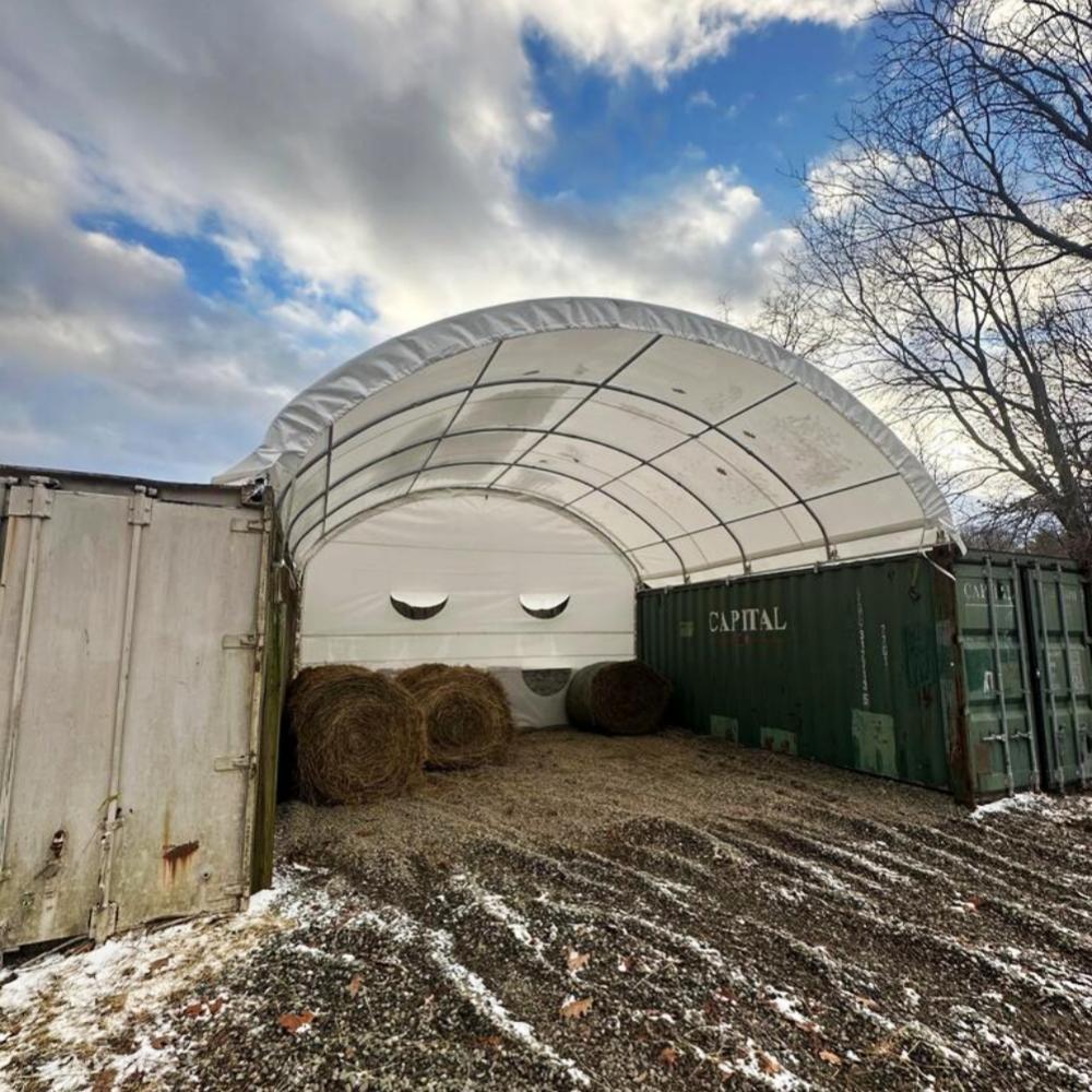 20x40 ft Container Shelter with Closed Back Panel