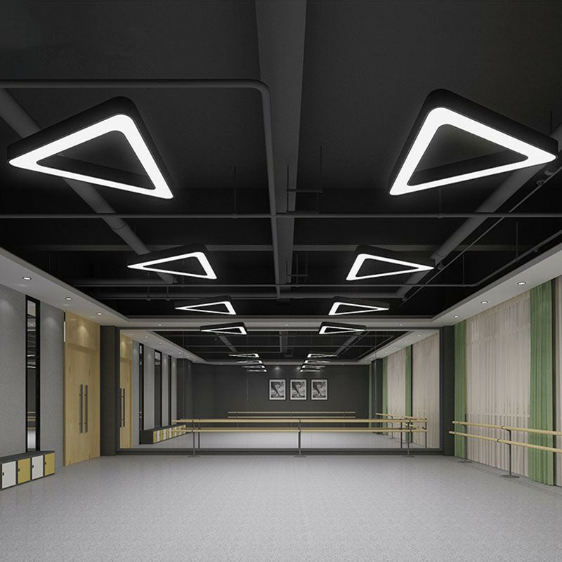 Triangular LED Gym Chandelier - Contemporary Acrylic Suspension Light in Black, Multi-Size, Energy-Efficient (23.5" - 47.5")