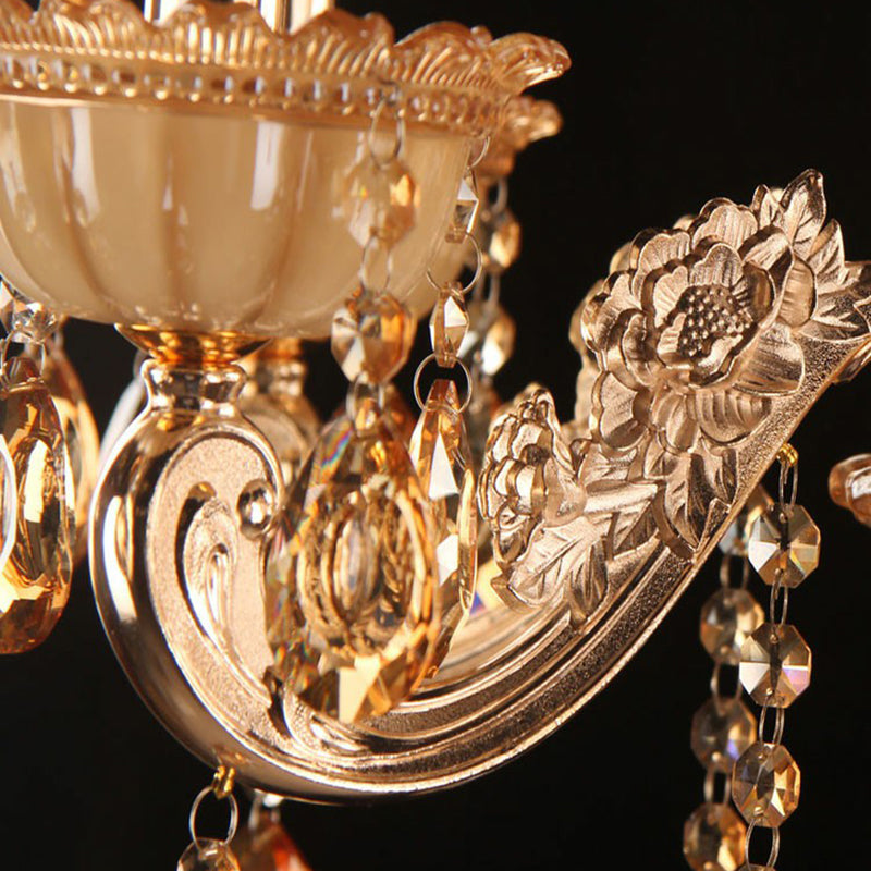 Immerse Your Space in Warm Elegance: The Gold Amber Glass Candle Chandelier