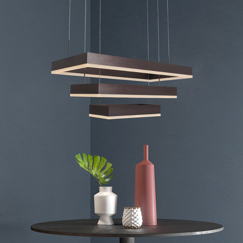 Josephine Coffee Cascade: Modern 3-Tier LED Chandelier