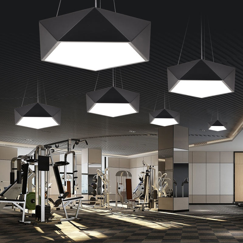 Anya's Modern Black Pentagon LED Chandelier