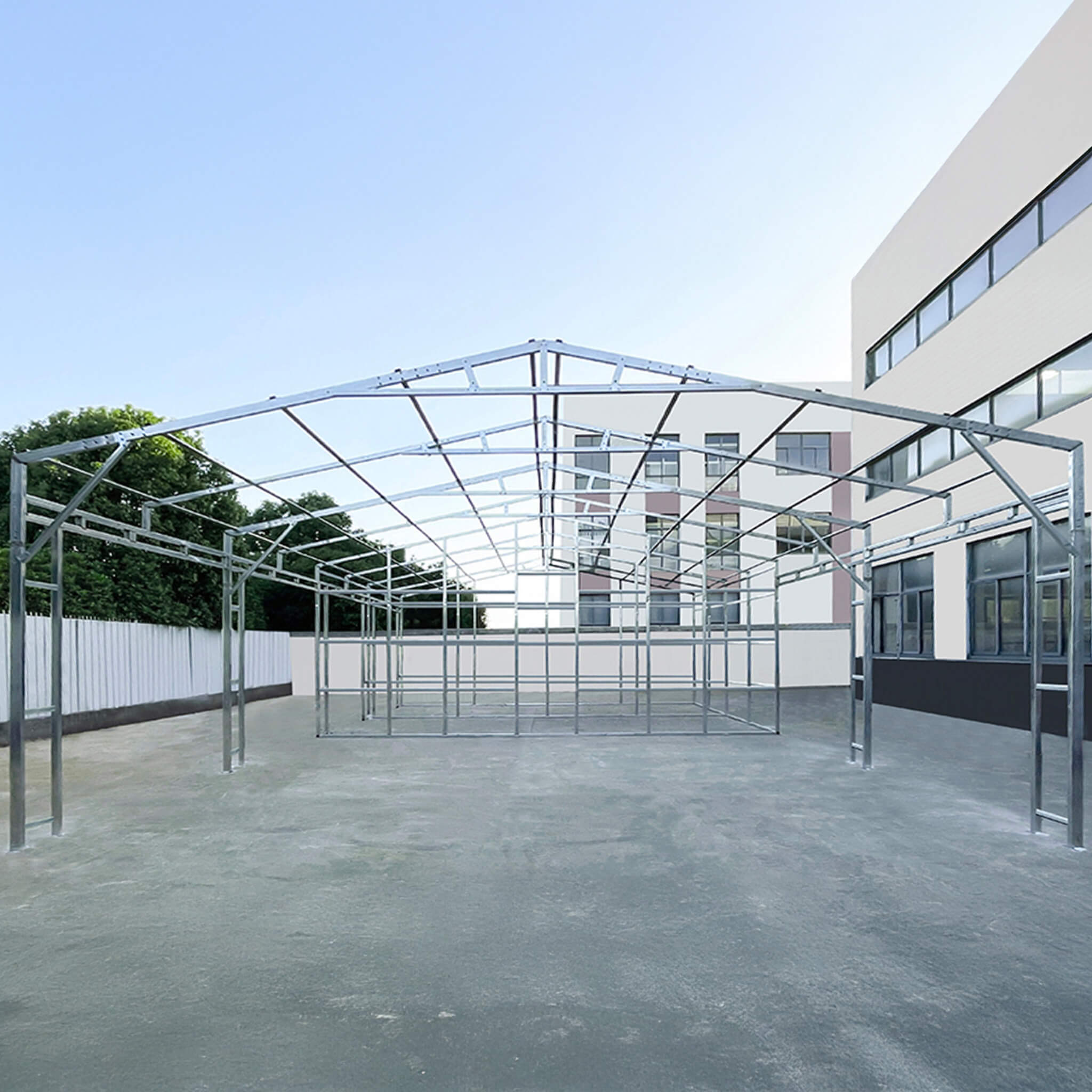 [23X46FT] Heavy-Duty Steel Garage Storage Shed With Reinforced Roof And 2 Doors (SAK29384)