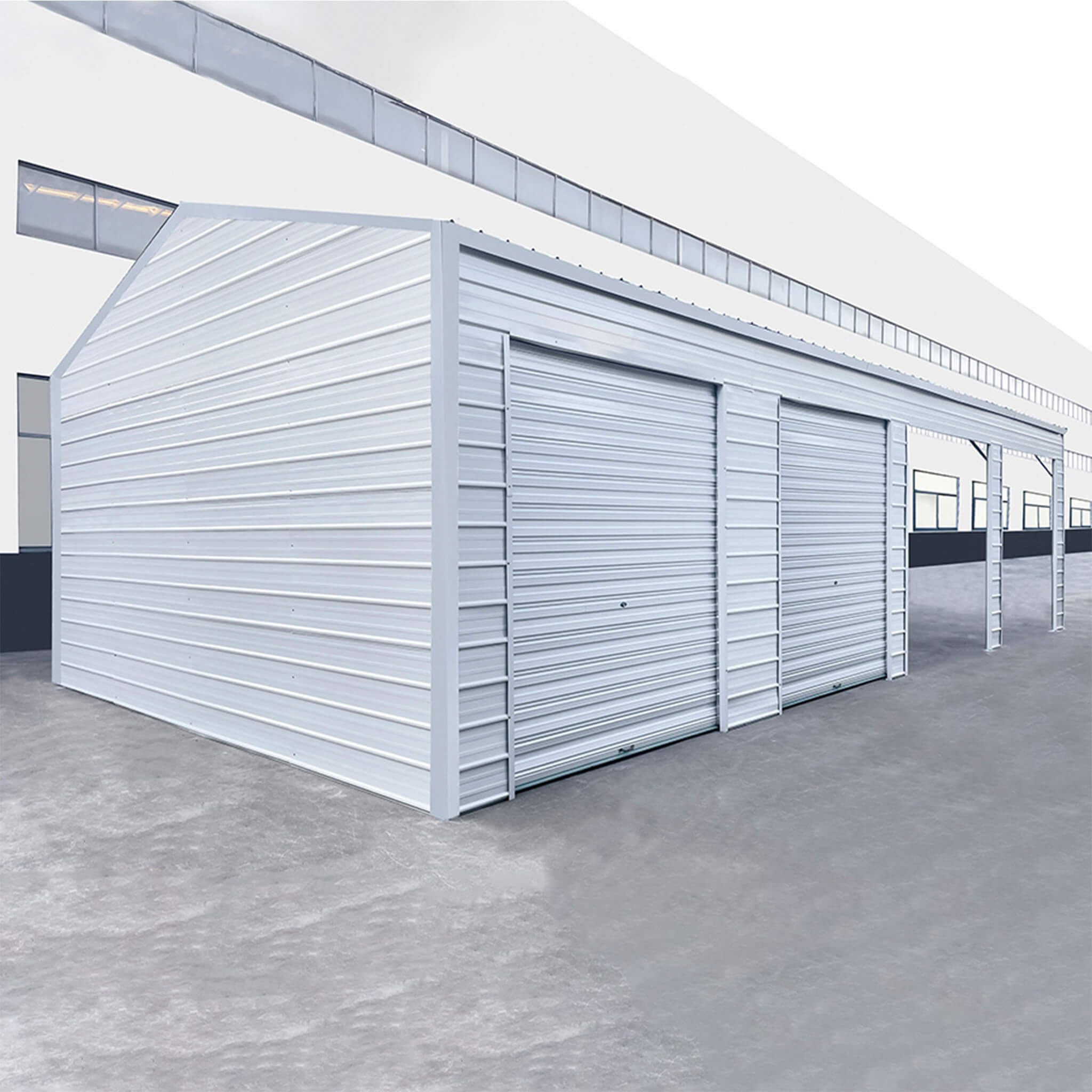 [23X46FT] Heavy-Duty Steel Garage Storage Shed With Reinforced Roof And 2 Doors (SAK29384)