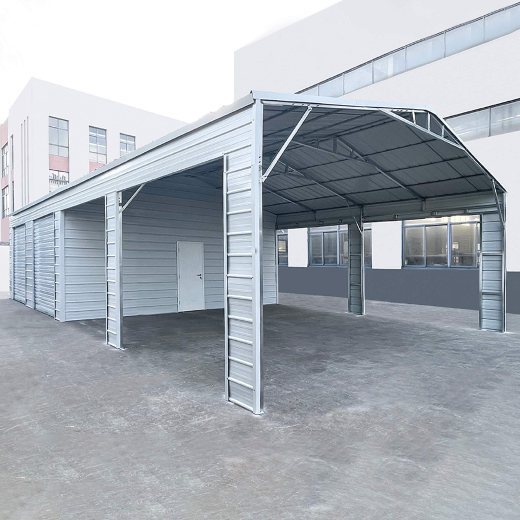 [23X46FT] Heavy-Duty Steel Garage Storage Shed With Reinforced Roof And 2 Doors (SAK29384)