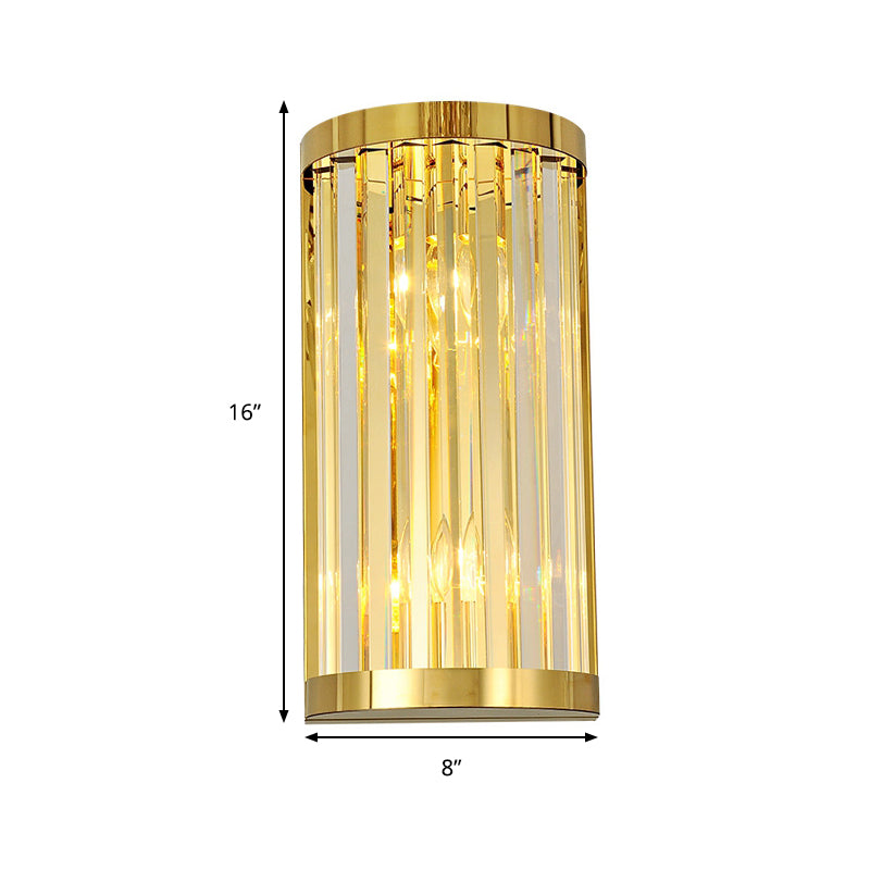 Sophia's Modern Gold Crystal Sconce: Half Cylinder Elegance
