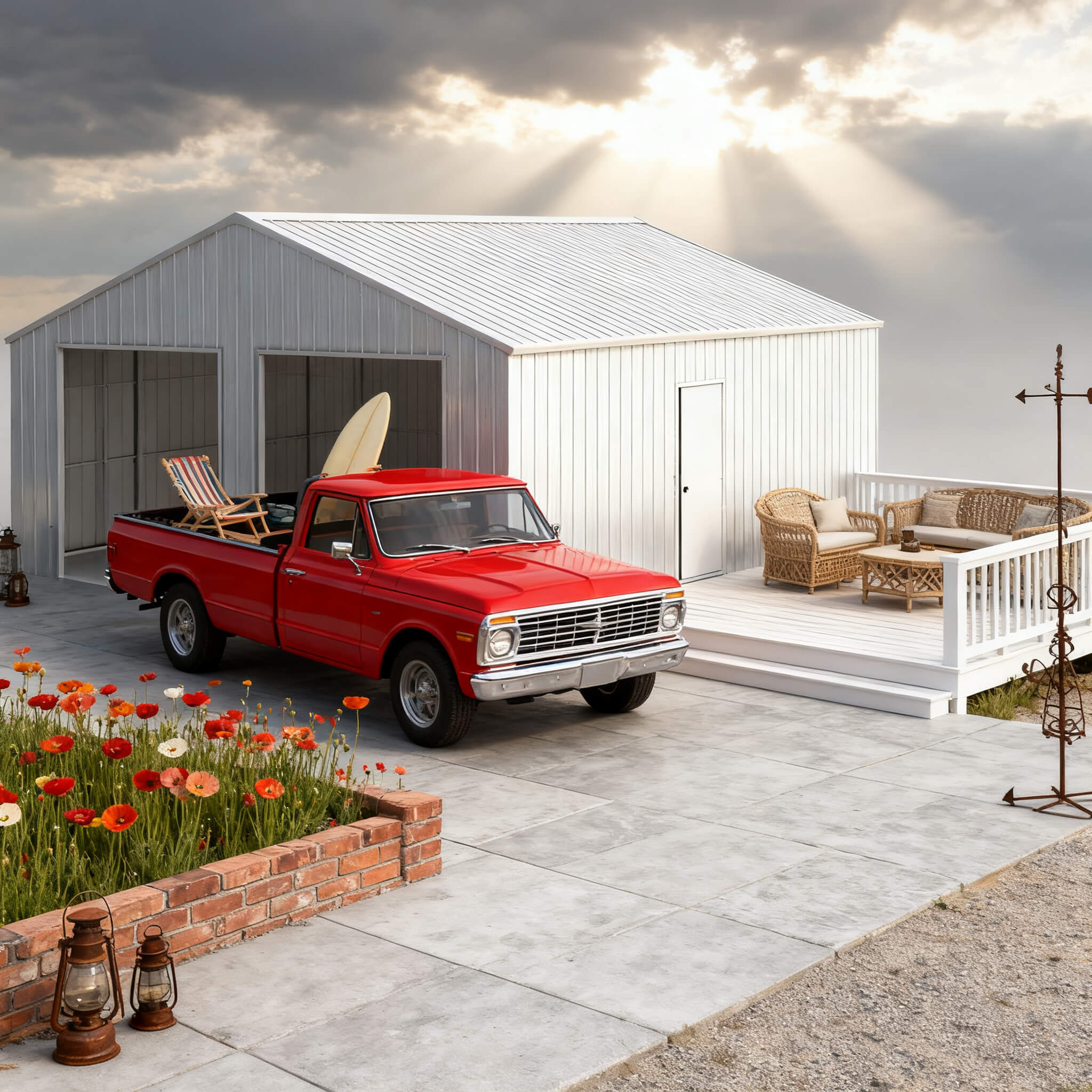 [25X33FT] Heavy-Duty Double Garage Galvanized Steel Barn Shed (SAK61234)