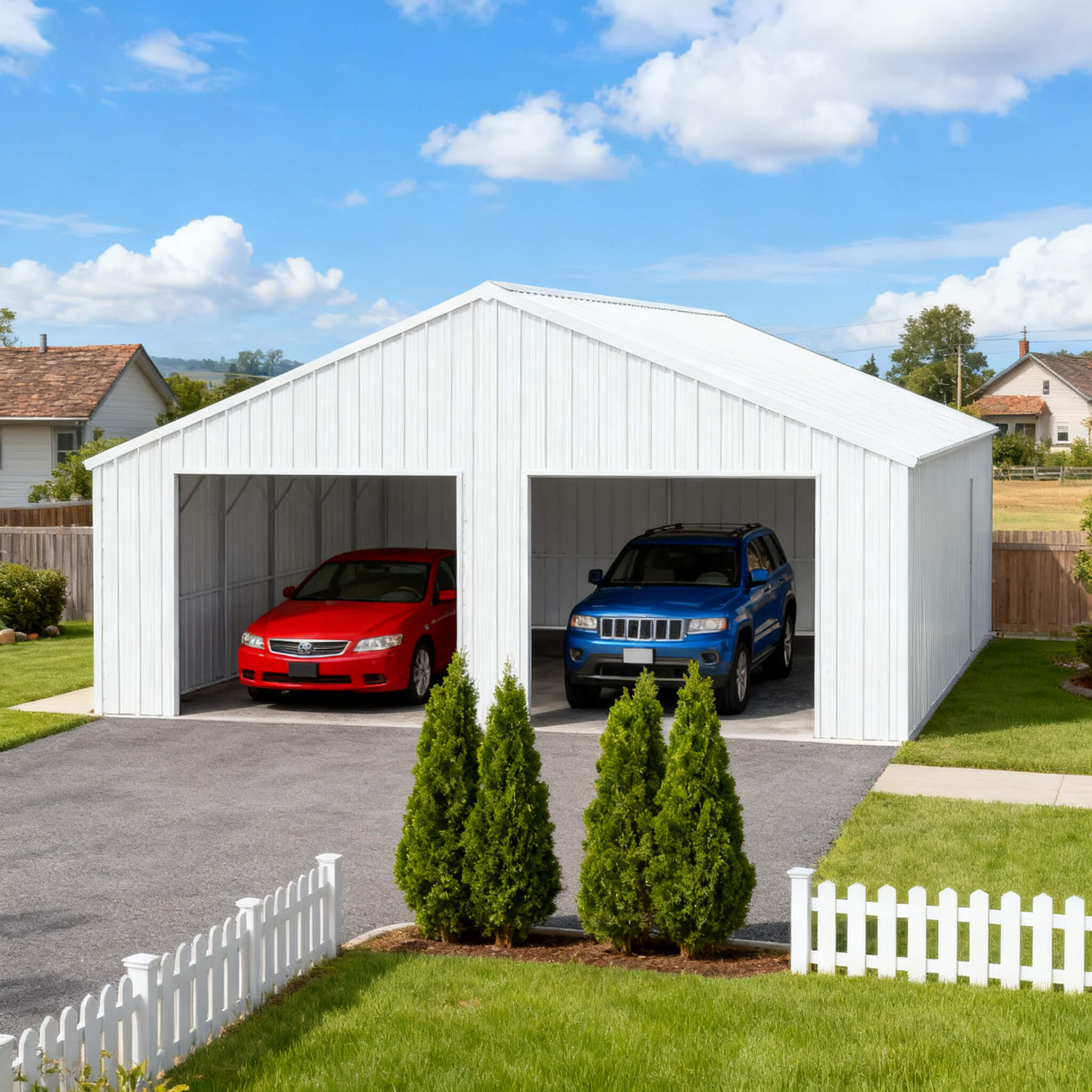 [25X33FT] Heavy-Duty Double Garage Galvanized Steel Barn Shed (SAK61234)