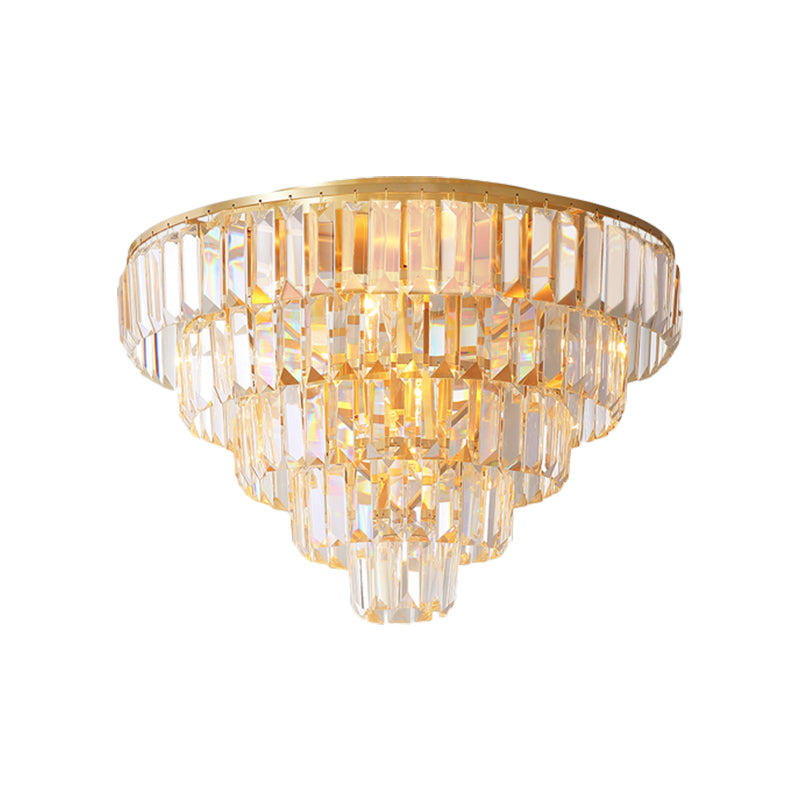 Eleanor's Modern Crystal Chandelier: Tiered Elegance in Gold (5 or 6 Lights)