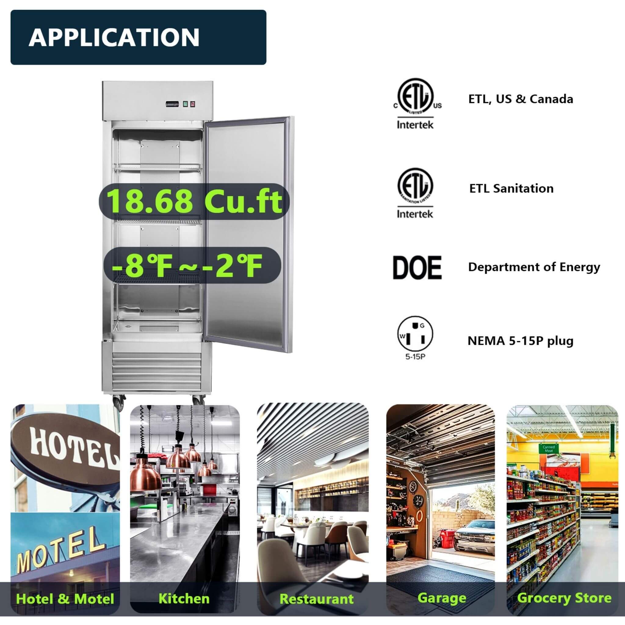 Heavy-Duty 27-Inch 8.7 Cu.Ft Commercial Upright Stainless Steel Reach-In Freezer (SAK43815)