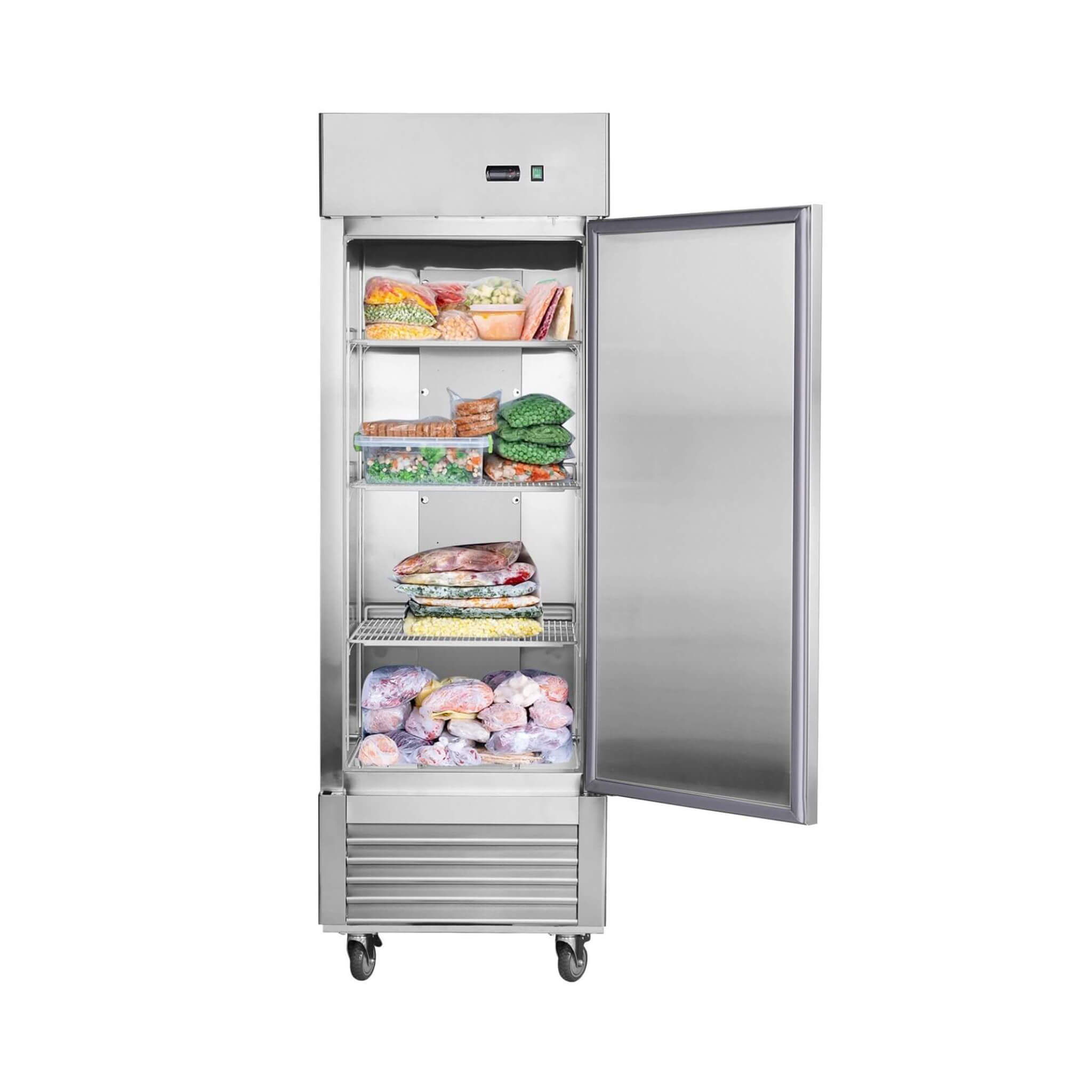 Heavy-Duty 27-Inch 8.7 Cu.Ft Commercial Upright Stainless Steel Reach-In Freezer (SAK43815)