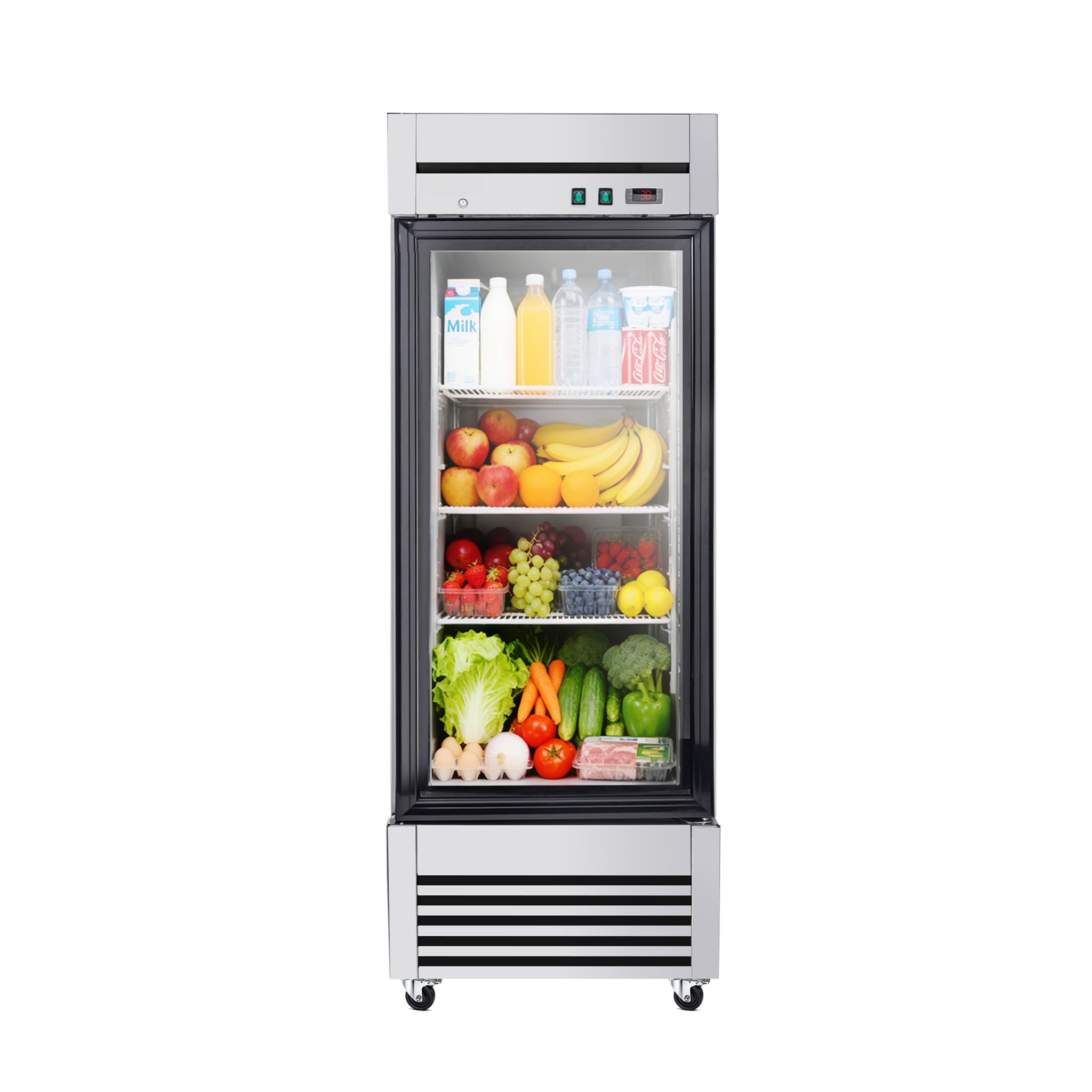 27-Inch Commercial Single Glass Door Reach-In Display Refrigerator (SAK30864)