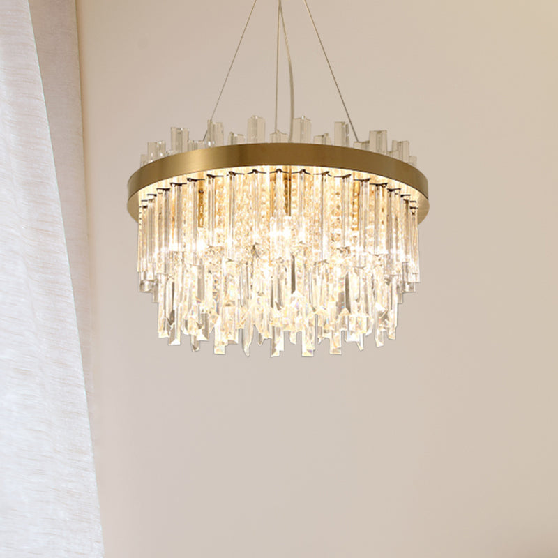 Embrace Modern Elegance with the Faceted Crystal Cylinder Chandelier